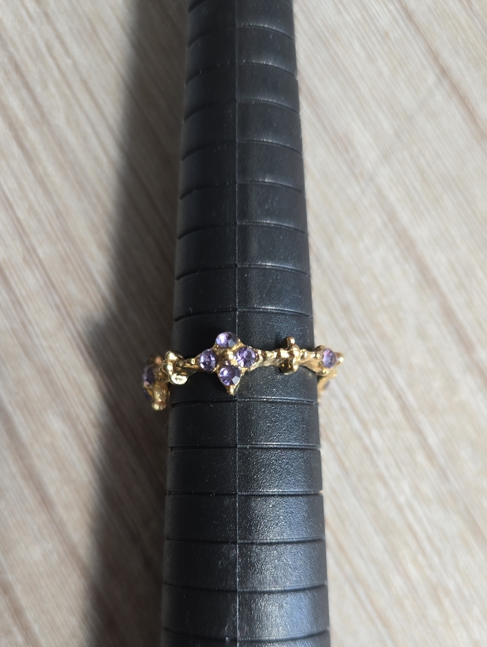 Source Unknown Gold Plated Ring with Purple Stones